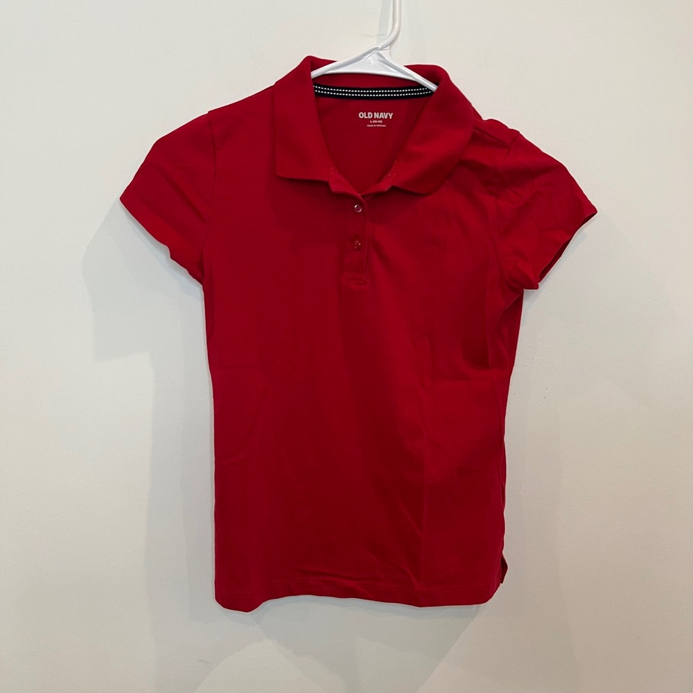 Old Navy Girls Red Short Sleeve Polo Shirt Size L 10-12 School Uniform